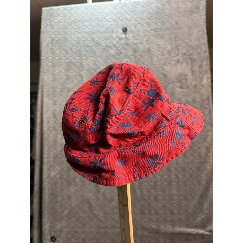 Disney Junk Food Kids Bucket Hat Red Mickey Mouse Palm Tree Print
